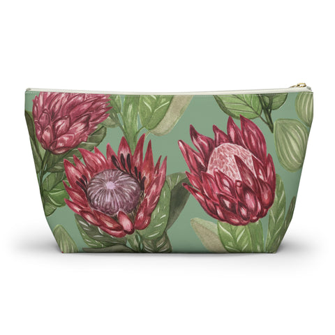 South African Protea Make up bag, Pencil Case Accessory Pouch w T-bottom