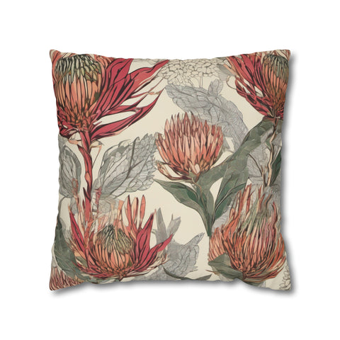 South African Protea Spun Polyester Pillowcase -Pillow not included