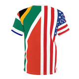 South African Flag and USA Flag half and half Unisex T-shirt