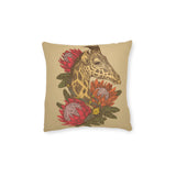 South African Protea and Giraffe Square Pillow