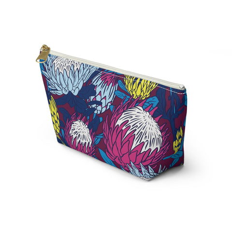 South African Protea Make up bag, Pencil Case Accessory Pouch w T-bottom