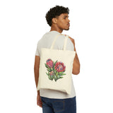 South African Protea Cotton Canvas Tote Bag -Dispatched from USA