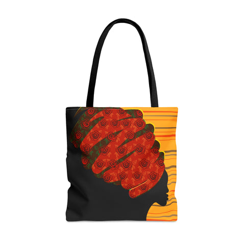 African Lady browns and orange retro South African Tote Bag African Print Protea