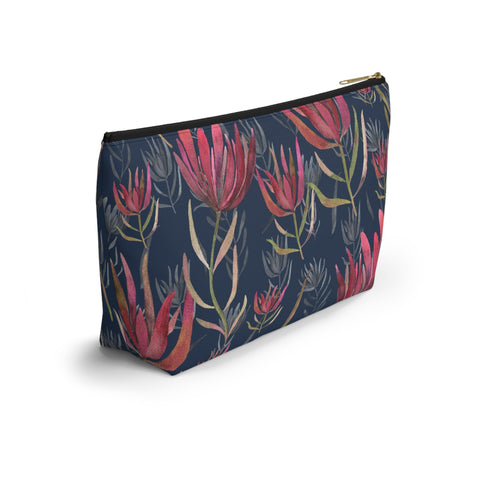 South African Protea Make up bag, Pencil Case Accessory Pouch w T-bottom