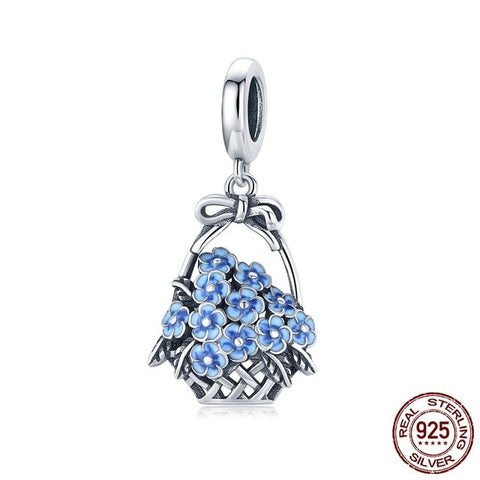 Flower charm, Flower boquet 925 Silver Charm Fits Bracelet , Necklace Charm, 925 Charm, Gifts for her