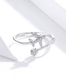 Airplane and star ring Adjustable Rings Authentic 925 Sterling Silver Platinum plated Stackable Open Size Rings For Women