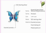 Butterfly Charm Nature 925 Silver Charm Silicone insert European style Bracelet, Necklace charm, 925 Charm Gifts for her