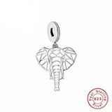 African Elephant Big Five Cut out Charms 925 Silver Charm European style Bracelet , Necklace Charm, 925 Charm, Gifts for her