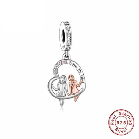 Soul Sisters, Forever Friends' Dangle Charm 925 Silver Charm European style Bracelet , Necklace Charm, 925 Charm, Gifts for her