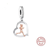 Runner Charm Love running Exercise Charms 925 Silver Charm European style Bracelet , Necklace Charm, Heart charm Gifts for her