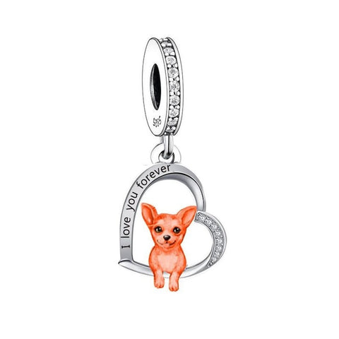 Chihuahua - Puppy Love, Genuine Brand New S925 Sterling Silver I Love You Forever Dangle Charm - Fits all Charm Bracelets