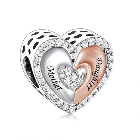 Mother & Daughter Heart Charm Brand New S925 Sterling Silver Heart Charm  Charm Fits all Charm Bracelets