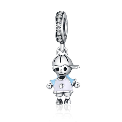 Lovely boy charm 925 Silver Charm European style Bracelet , Necklace Charm, 925 Charm, Gifts for her, little boy charm Pendant Charm