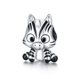 African Zebra Baby Animal Bead Charm Made From Sterling Silver 925 And Enamel - Compatible With European Charm Bracelets