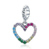 Rainbow Heart Charm, Rainbow Heart Pendant, Heart Dangle Charm, Sparkling Zircons Heart Charm, Colorful Heart Charm,