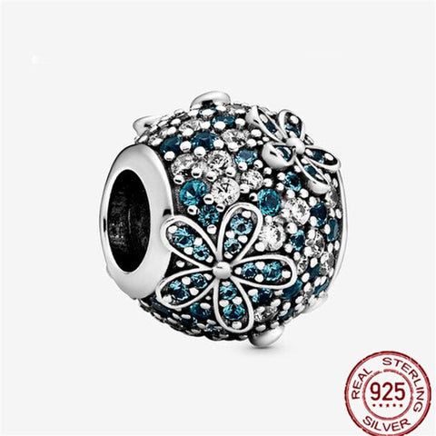 Flower Spacer Charm CZ Spacer Charm  925 Silver Charm European style Bracelet Necklace charm