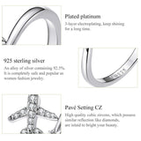 Airplane and star ring Adjustable Rings Authentic 925 Sterling Silver Platinum plated Stackable Open Size Rings For Women