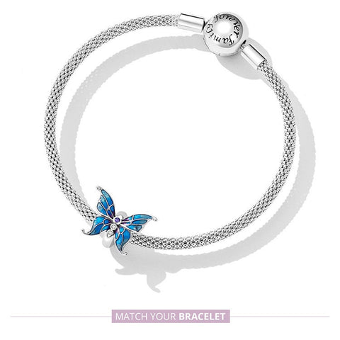 Butterfly Charm Nature 925 Silver Charm Silicone insert European style Bracelet, Necklace charm, 925 Charm Gifts for her