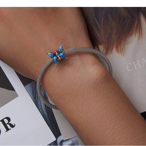 Butterfly Charm Nature 925 Silver Charm Silicone insert European style Bracelet, Necklace charm, 925 Charm Gifts for her