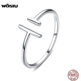 Parallel Lines ring Adjustable Rings Authentic 925 Sterling Silver Platinum plated Stackable Open Size Rings For Women