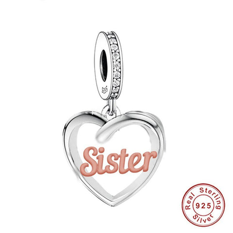 Love You Sister Charm Fits Bracelets, 925 Sterling Silver, Sister Sister Jewelry, Sister Sister Gift, Sister Birthday Gift Keepsake