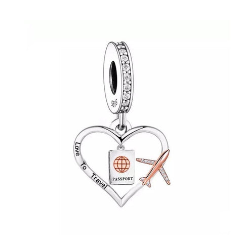 Love Travel Charm , 925 Sterling Silver, Travel Jewelry Gift, Travel Lover Gift, Travel Keepsake Souvenir, Travel Bracelet Charm