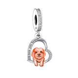 Terrier -Puppy Love Heart Dog dangle Charms 925 Silver Charm Necklace Charm 925 Charm Gifts for her Fur Baby