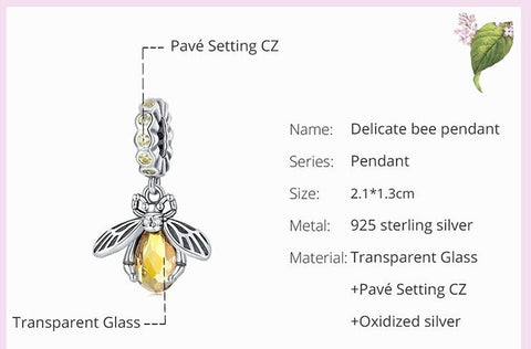 Bee Series Charm Beads Silver Bumblebee Charms 925 Silver Charm European style Bracelet , Necklace Charm, 925 Charm, Gifts for her