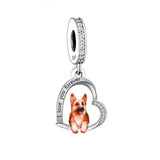 German Shepherd Dog Charms Fit European Bracelets, 925 Sterling Silver, Dog Lover Gift, Dog Jewelry, Dog Keepsake Heart Charm