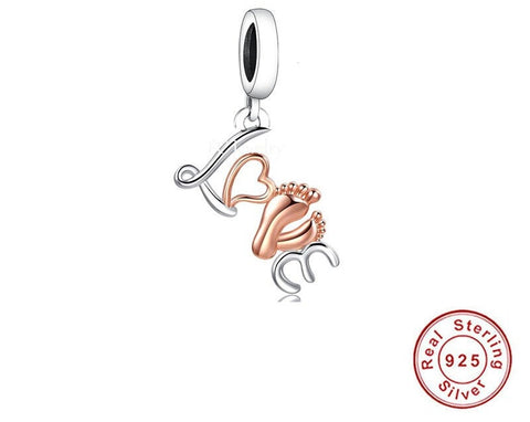 Love New baby Dangle Charm Brand New S925 Sterling Silver Heart Charm  Charm Fits all Charm Bracelets Love lettering New mom