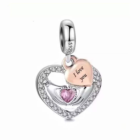 Loving Hands Holding Heart Charm 925 Sterling Silver,I Love You Forever Jewelry Gift,Wedding Proposal Engagement Gift