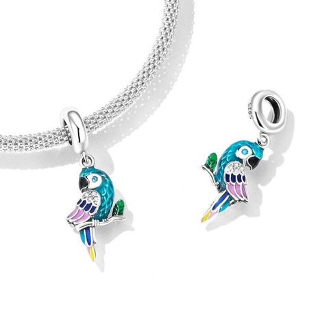 Parrot Bracelet Charm, 925 Sterling Silver, Parrot Jewelry, Parrot Lover Gift, Parrot Necklace Pendant, Parrot Keepsake