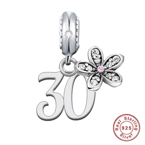 30th Numbers Anniversary Birthday Charms Bracelets Dangle Charm Bead Landmark Birthday Fits all Charm Bracelets