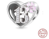 Teenager Birthday 13th Birthday 925 Sterling Silver 13th Birthday Charm Bead Landmark Birthday Fits all Charm Bracelets Heart charm