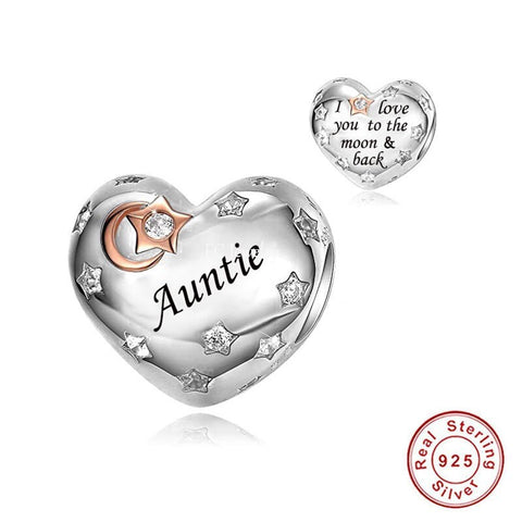 Auntie I Love You To The Moon And Back European style Bracelets,  Auntie Niece Keepsake, Auntie Niece Gift