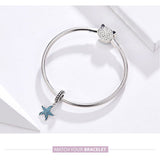 Starfish CZ stones Beach Sea charm European style Charm Sterling Silver Charm, Bracelet Necklace Charm, 925 Charm