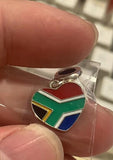 Love South Africa Flag Heart Charm 925 Silver Charm Fits European Bracelet Necklace Charm 925 Charm Africa charm South African charm