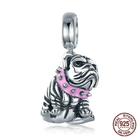 English Bulldog  Puppy Love, Genuine Brand New S925 Sterling Silver English Bulldog  Realistic Dangle Charm Fits all Charm Bracelets