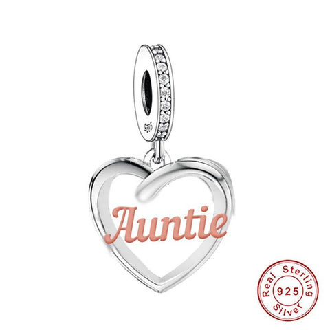 Auntie Charm European style Bracelets, 925 Sterling Silver, Auntie Jewelry, Auntie Gift, Auntie Birthday Gift Keepsake