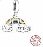 Best Friends BFF Rainbow Dangle Charm, Sister Jewelry Gift, Friendship Gift 925 Sterling Silver, Best Friends Rainbow cloud  dangle charm