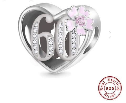 60th Numbers Anniversary Birthday Charms fit all major brands of charm bracelets Landmark Birthday Fits all Charm Bracelets 60 years old