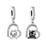 I Love You Forever Cat Charms  925 Sterling Silver, Cat Jewelry, Cat Lover Gift, Cat Memorial Keepsake,Cute Cat Bracelet Charms