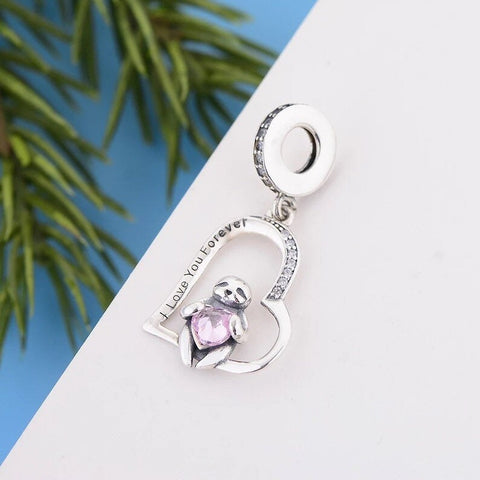 Adorable Sloth Dangle Charm  'I Love You Forever'  925 Sterling Silver- Perfect Gift Idea- Fits all Charm Bracelets Sloth Heart charm