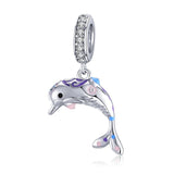 Dolphin Beach Sea charm European style Charm Sterling Silver Charm, Bracelet Necklace Charm, 925 Charm