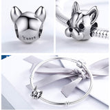 French Bull dog Dog Charms Fit Bracelets, 925 Sterling Silver, Dog Lover Gift, Dog Jewelry, Dog Keepsake Heart Charm