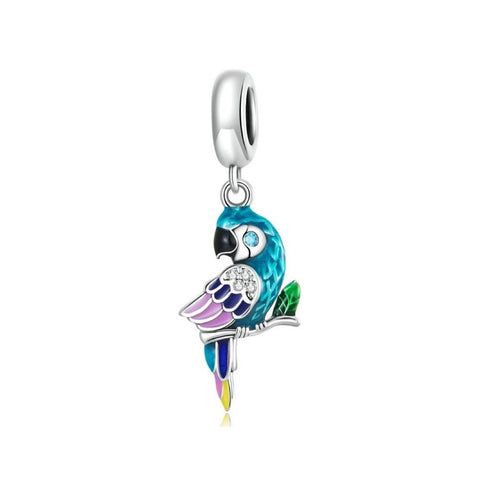 Parrot Bracelet Charm, 925 Sterling Silver, Parrot Jewelry, Parrot Lover Gift, Parrot Necklace Pendant, Parrot Keepsake