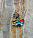 South Africa Flag Map Charm 925 Silver Charm European style Bracelet Necklace Charm 925 Charm Africa charm South African charm