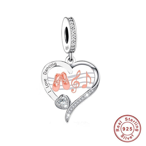 Music I Love Dancing Charm Bracelet, 925 Sterling Silver Musician Jewelry Keepsake Gift-Music Teacher Gift