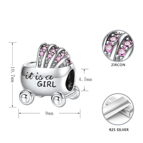 New Baby Carriage Charm-Its A Girl Gift Gift-Baby Girl Carriage Charm, Baby Girl Boy Stroller Charm-Expecting Mom Gift