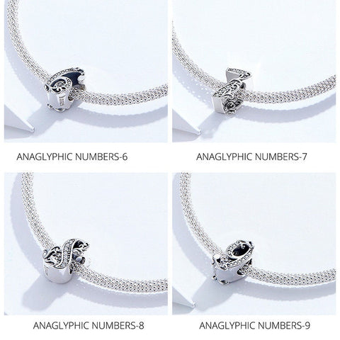 Individual numbers 0-9 Birthday Anniversary  Charm 925 Silver Charm Necklace Charm, 925 Charm, Gifts for her